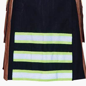 Brown and <b>Black</b> Color Firefighter Kilt 100% Cotton Tactical Work Kilt for <b>Men</b> with Reflective Safety Tape - Product Image 5