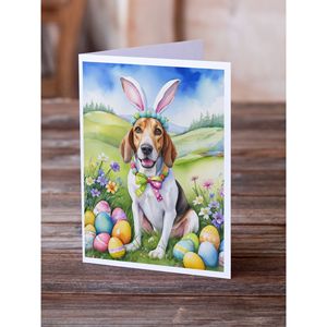 Whimsical A7 Tamaño 5x7 Tarjetas de felicitación de notas en blanco Paquete de 8 Foxhound inglés Diseño de caza de huevos de Pascua con sobres - Product Image 2