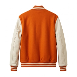 เสื้อแจ็คเก็ตวาร์ซิตี้สีส้มขาว Dumela สำหรับผู้ชาย สไตล์ Preppy ติดกระดุมด้านหน้า แบบ Letterman Bomber เสื้อคลุมสำหรับฤดูใบไม้ร่วง - Product Image 2