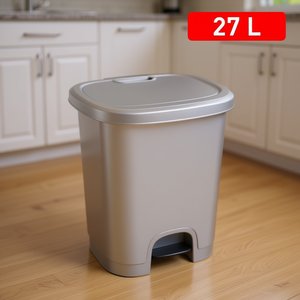 CUBO PEDAL 27L Cestino per Rifiuti con Coperchio a Scatto, Colore Argento - Product Image 3