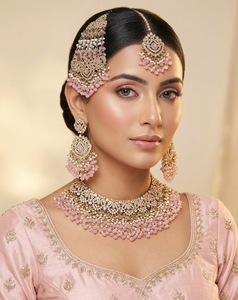 Heavy Choker Necklace With Earrings & Mang Tika Traditional Bridal <b>Wedding</b> <b>Accessories</b> Set for Women Ethnic Jewellery Wholesaler - Product Image 5