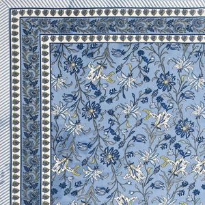 HappyKraft Customized Handmade Floral Block Print Blue Cotton Rectangular <b>Table</b> <b>Cover</b> Eco-Friendly Rajasthan for Home Hotel Use - Product Image 4