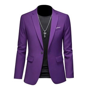 Blazer en velours côtelé pour homme, coupe droite, col à revers, respirant, infroissable, style américain, couleur unie, manches longues - Product Image 3