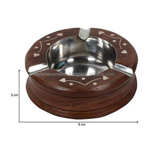 Luxury Handmade Caved Round Shape Ash Tray with Stain Less Steel <b>for</b> Home and Office by Metal Overseas - Product Image 2