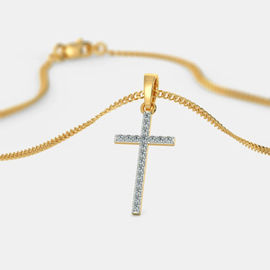 Collar con Colgante de Cruz de Diamante Cultivado en Laboratorio en Oro Amarillo - Product Image 6