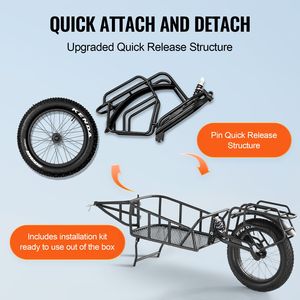 Chariot de vélo robuste, capacité de charge de 70 lb, remorque de transport pour vélo, structure universelle à dégagement rapide, remorques utilitaires compactes - Product Image 5