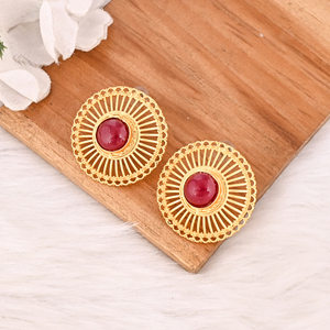 Pendientes Elegantes de Rubí Corindón con Baño de Oro, Joyería Artesanal de Moda para Mujer - Product Image 4