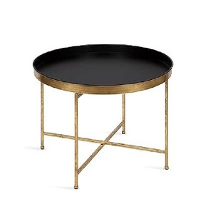High Selling Metal Cross Base Round Shaped Top Coffee <b>Table</b> Decorative Furniture Beside <b>Table</b> <b>for</b> Home Office Living Room - Product Image 2