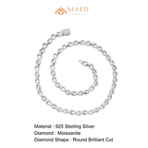 Collier en argent sterling 925 avec moissanite, chaîne fine tendance, design maillon infini, style pendentif élégant New York City - Product Image 6