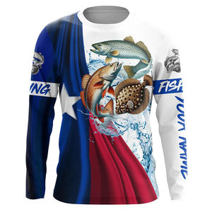 Camiseta de Pesca de Salmón Chinook de Manga Larga para Hombre, Blanca y Azul, con Estampado por Sublimación, Secado Rápido, UPF 50, Poliéster, Nombre del Equipo Personalizado - Product Image 5