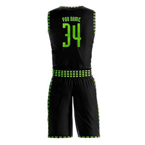 Uniforme de club personnalisé OEM avec initiales, nom et numéro du joueur imprimés, réversible, sans manches, respirant, 100% polyester, pour adultes, basketball - Product Image 3