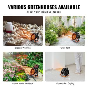 1500W PTC <b>Small</b> Electric <b>Heater</b> for Greenhouse Thermostat with 3-Speed Setting and Overheat Protection for Grow Tent - Product Image 5