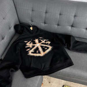 Sudadera con Capucha de Modal Grueso de 370 g/m², Negra, con Hombros Caídos, Sin Cordones, Corte Regular, Estampado Digital Personalizado, Bordado Invernal - Product Image 4