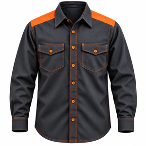 Camisa de Trabajo FR Personalizada para Hombre, Resistente al Fuego, para Soldadura, Manga Larga, con Botones, Dos Tonos - Product Image 1