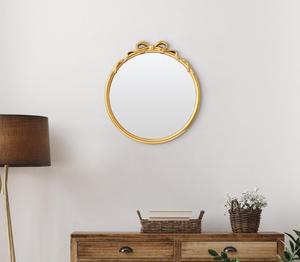 Round Brass Wall <b>Mirror</b> With Bow Design Traditional Decorative Frame For Bedroom Living Room - Product Image 6