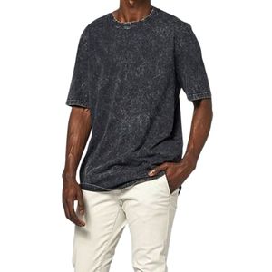Camiseta Vintage Lavada para Hombre en Gris Oscuro, Corte Holgado, Manga Corta, Cuello Redondo, Estilo Casual Urbano, Ropa para el Día a Día - Product Image 1