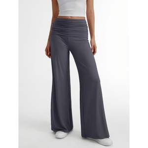 Pantalones de Yoga de pierna ancha para mujer de moda Queen trabajo de otoño Palazzo Flowy Casual puro suelto elástico comodidad para trajes de profesor de negocios - Product Image 4