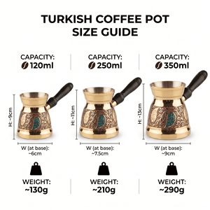 Handmade Brass <b>Turkish</b> Coffee <b>Pot</b> Floral Enamel Cezve Arabic Ibrik Greek Briki Stovetop Milk Warmer With Carved Dark Wood Handle - Product Image 5