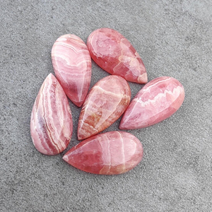 Cabochon en rhodochrosite naturelle, forme goutte d'eau, dos plat, pierre précieuse calibrée, pour la fabrication de bijoux - Product Image 2