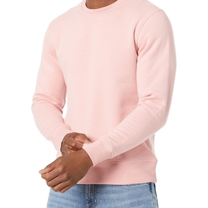 <b>Men's</b> <b>Pink</b> Stand Collar Pullover <b>Sweatshirt</b> Regular Fit Knitted Cotton Casual Solid Color Winter Wear Eco-Friendly Breathable - Product Image 1