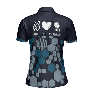 T-shirt personnalisé pour femme en coton respirant 100 % avec motif imprimé hexagonal Love Peace Pickleball – Tailles S-5XL – Idéal pour l'été - Product Image 3