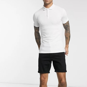 Polo à manches courtes pour homme, couleur unie, coton Oxford, design respirant, coupe classique - Product Image 1