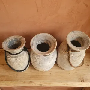 Vintage <b>Wooden</b> Himachali Water Pot Flower Vase <b>Planter</b> Hand Carved Hanging Decor for Farmhouse Home <b>Garden</b> Entryway Living Room - Product Image 4