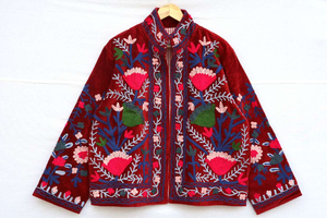 Chaqueta Corta de Invierno Otoñal Suzani Vintage Hecha a Mano, Chaqueta Bomber Boho con Estampado Floral, Reversible, Cortavientos, Transpirable, Rellena de Algodón - Product Image 5