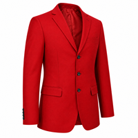 Jas Pria Merah Slim Fit 3-Piece Single Breasted Suit Kerah Notch 3 Kancing Formal Bisnis Panjang Reguler Anti Kusut