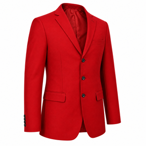 Men's <b>Red</b> Single Breasted <b>Suit</b> Jacket Notch Lapel 3 Button Business Formal Coat Regular Length Anti-Wrinkle Polyester Worsted - Product Image 3