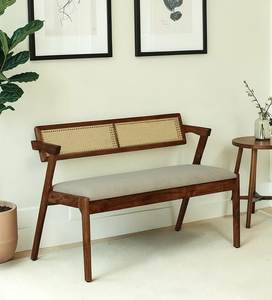 Japandi Style Solid Ash <b>Wood</b> <b>Bench</b> Featuring Handmade Cane Backrest Elegant Wooden Settee Chair - Product Image 1