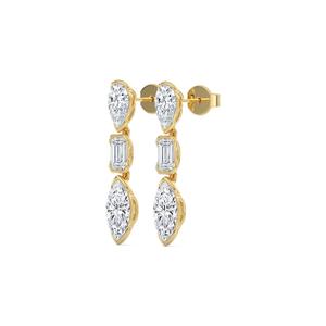 Pendientes Majestic de oro rosa de 9 quilates con diamantes cultivados en laboratorio, 4.05 CTW, corte esmeralda, claridad VVS, joyería fina para mujer, ropa de novia, boutique. - Product Image 5