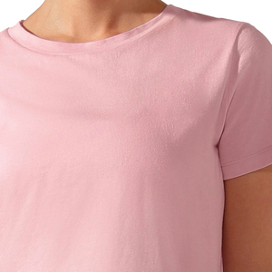 Camiseta de Manga Corta con Cuello Redondo Rosa para Mujer, 100% Algodón Jersey, Color Sólido Informal, Transpirable, Corte Regular, para Todas las Temporadas - Product Image 4