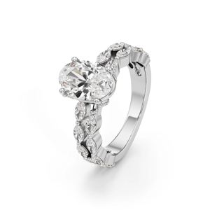 Oval Cut Diamond Engagement <b>Ring</b> Women's White Gold Classic Prong Center Stone - Product Image 3