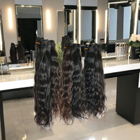 Extensions de cheveux indiens Remy 100% naturels non traités, jeunes, vierges, couleur noire naturelle, cuticules alignées, ondulés, qualité Temple, fabriquées à la machine