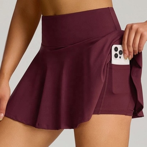 Jupe-short de tennis taille haute 2-en-1 pour femme, short de sport athlétique, mini-jupe de golf à volants, vêtement de sport avec poches latérales, personnalisable - Product Image 5