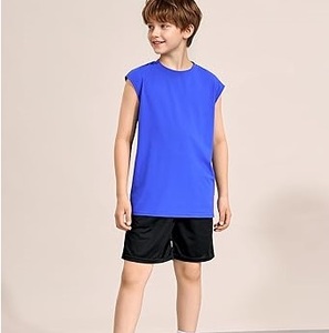 Camiseta sin mangas 100% algodón para niños, chaleco deportivo con cuello redondo, camiseta de verano para niños, transpirable. - Product Image 4