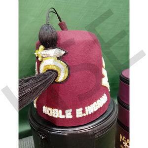 Ensemble chapeau fez maçonnique personnalisé et étui en cuir – Mecque Syrie N° 27 Brooklyn NY Shriner Embroidered Regalia" - Product Image 2