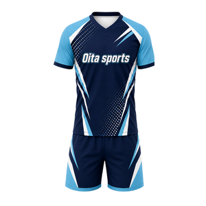 Uniforme de Voleibol Sublimado Azul Cielo Marino, Conjunto de Camiseta Deportiva de Manga Corta y Pantalones Cortos, Ropa Deportiva para Equipos, Entrenamiento y Partidos - Product Image 2