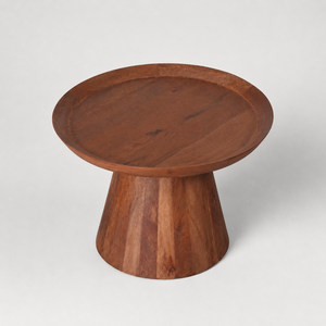 <b>Round</b> Wooden Pedestal Coffee <b>Table</b> with Tray Style <b>Top</b> Natural Grain Finish Decorative Modern Living Room Home Decor - Product Image 4