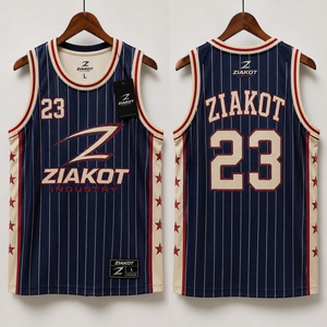 Jersey Basket Autentik Bendera USA Vintage Garis-Garis Putih-Biru Kustom Terlaris Industri Grosir Langsung - Product Image 2