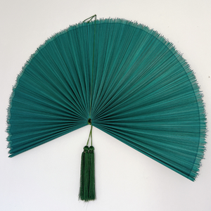 Éventail en bambou vert émeraude avec pompon, style bohème vintage, décoration pour chambre et salon, éventail mural en bambou pour tête de lit, fabriqué au Vietnam - Product Image 6