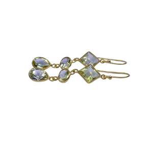 Joyería de Plata de Ley 925 Chapada en Oro para Bodas, Juego de Aretes con Gemas de Topacio Limón para Mujer - Product Image 4