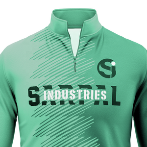 Sudadera de entrenamiento de fútbol para hombre, verde menta a rayas, con cremallera de 1/4, jersey de manga larga, top deportivo para equipo - Product Image 4