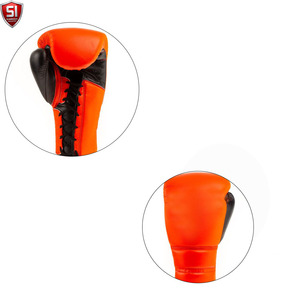 SUMROOS SI Boxing Gloves Black Gold <b>Leather</b> Adjustable <b>Wrist</b> <b>Strap</b> Protective Comfortable Lace-Up Design All Seasons - Product Image 4