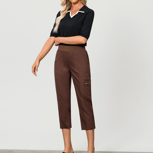 Pantalon cargo d'été en tissu léger et respirant avec poches, pantalon Capri léger pour femmes, streetwear très confortable - Product Image 1