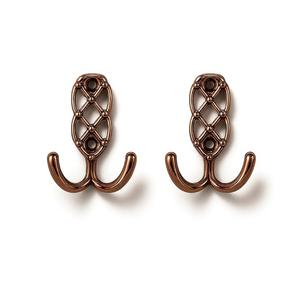 Porte-manteau mural double en métal de style antique décoratif, robuste, pour manteaux, chapeaux et clés, idéal pour l'entrée - Product Image 1