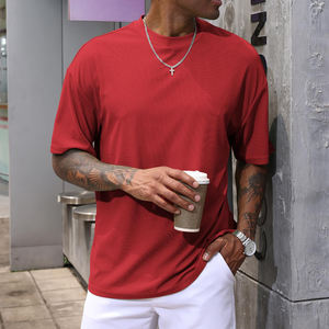 T-shirt surdimensionné léger pour homme, logo et design personnalisés, manches courtes, style épaules tombantes, col rond, tissu tricoté à séchage rapide - Product Image 2
