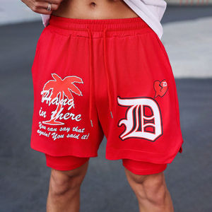 Shorts cargo mi-taille pour homme, séchage rapide, respirants, sportswear décontracté avec cordon de serrage imprimé - Product Image 1