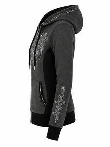 Women's Sparkly <b>Rhinestone</b> Hoodie Crystal Zip Front Sweatshirt Long Sleeve Hooded <b>Jacket</b> for Casual Daily Wear Comfort - Product Image 5